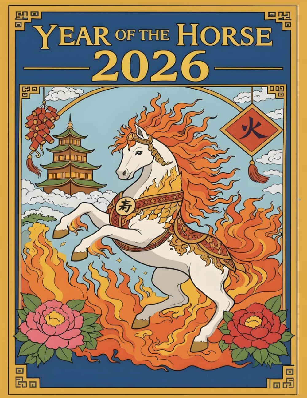 Year of the Horse 2026: Chinese Zodiac Fire Horse Coloring Book for Adults - Lunar New Year 2026 Designs for Relaxation & Stress Relief