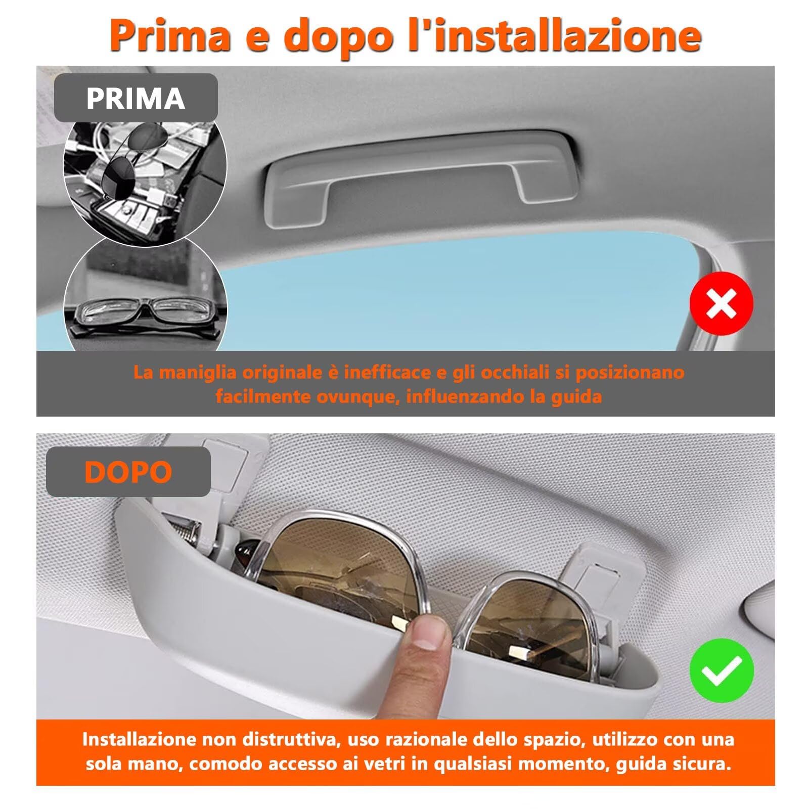 genérico por Encargo Soporte Gafas Coche Compatible con MG HS PHEV 2020-2026,Accesorios para el Interior del Coche,Soporte Gafas Coche