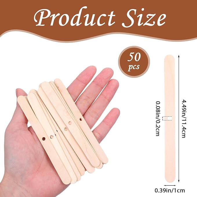 50 Piezas Sujetadores de Mechas de Madera para Velas miniatura 3