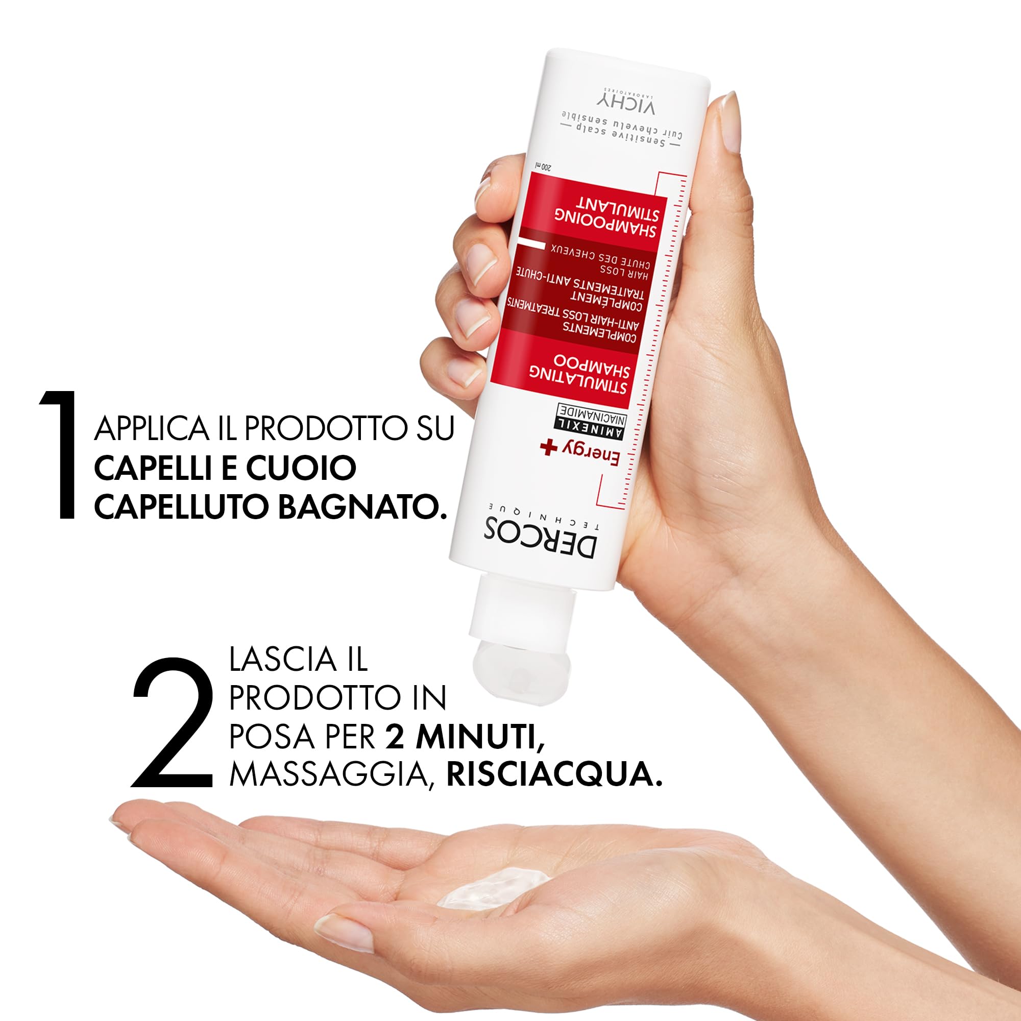Vichy Dercos, Shampoo Energizzante, Per Tutti i Tipi di Capelli, Azione Anti-Caduta, Capelli Sani e Forti, Arricchito con Aminexil e Niacinamide