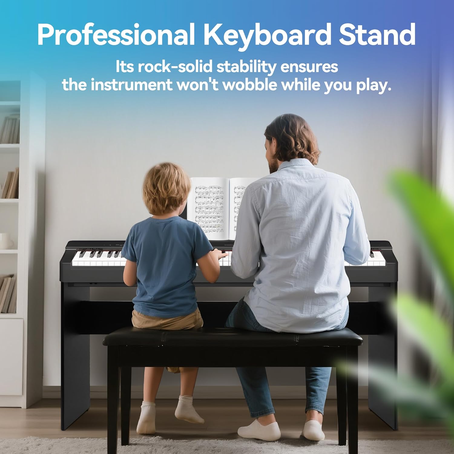 L85 Piano Keyboard Stand,Wooden Furniture Keyboard Piano Stand for Adult Compatible for Yamaha P71/P45/P-125/P-128/P35 Digital Piano 88 Keys,Black