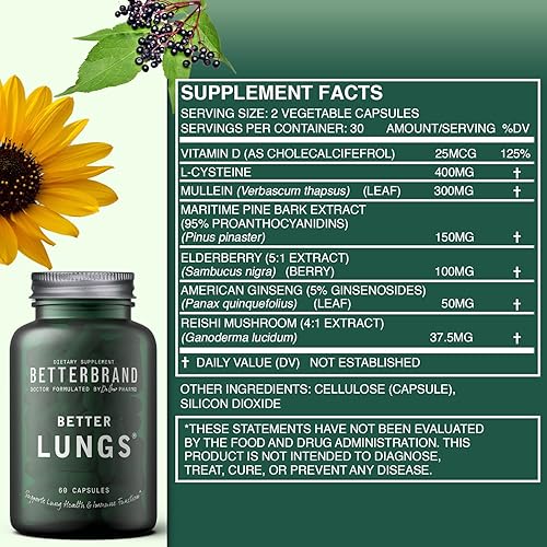 Miniatura 4 de Betterbrand Paquete Better Lungs & Mushrooms - Suplemento diario de salud resporatoria y gomitas de hongos para apoyar la salud intestinal