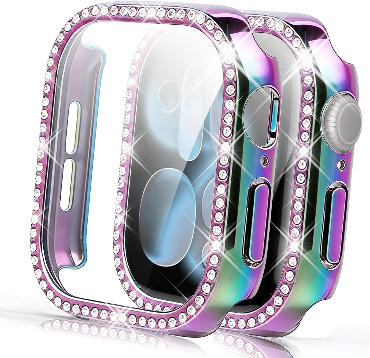 Bling Case for Apple Watch Screen Protector 46mm, for iWatch Series 10/11 Case 46mm Protective Face Cover with HD Clear Screen Glass for Apple Watch 11/10 Band Accessories (46 mm, Colorful)