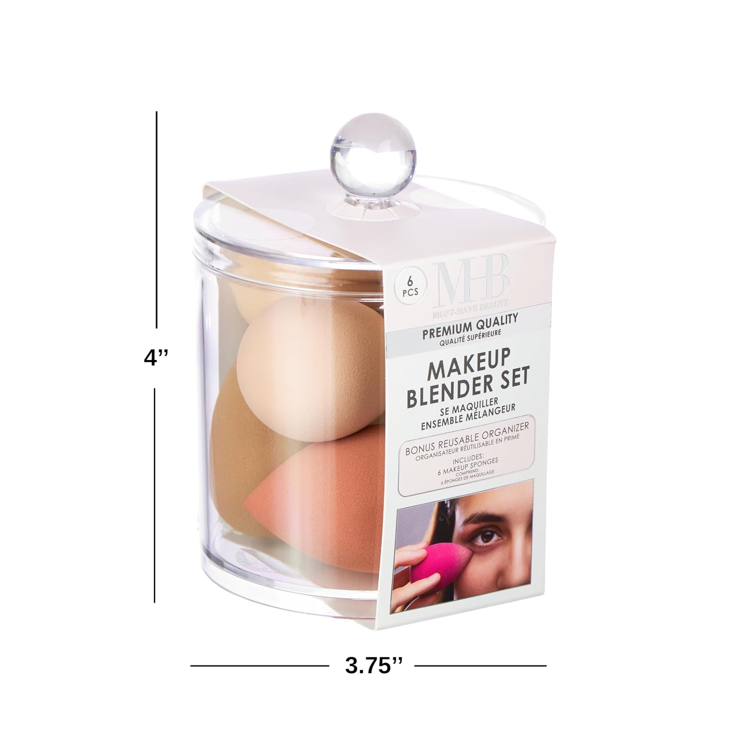6pc Premium Nudes Makeup Blender Set –Professional Beauty Sponge Collection | Reusable Organizer Jar. Flawless Foundation & Concealer Applicators. Natural Tan