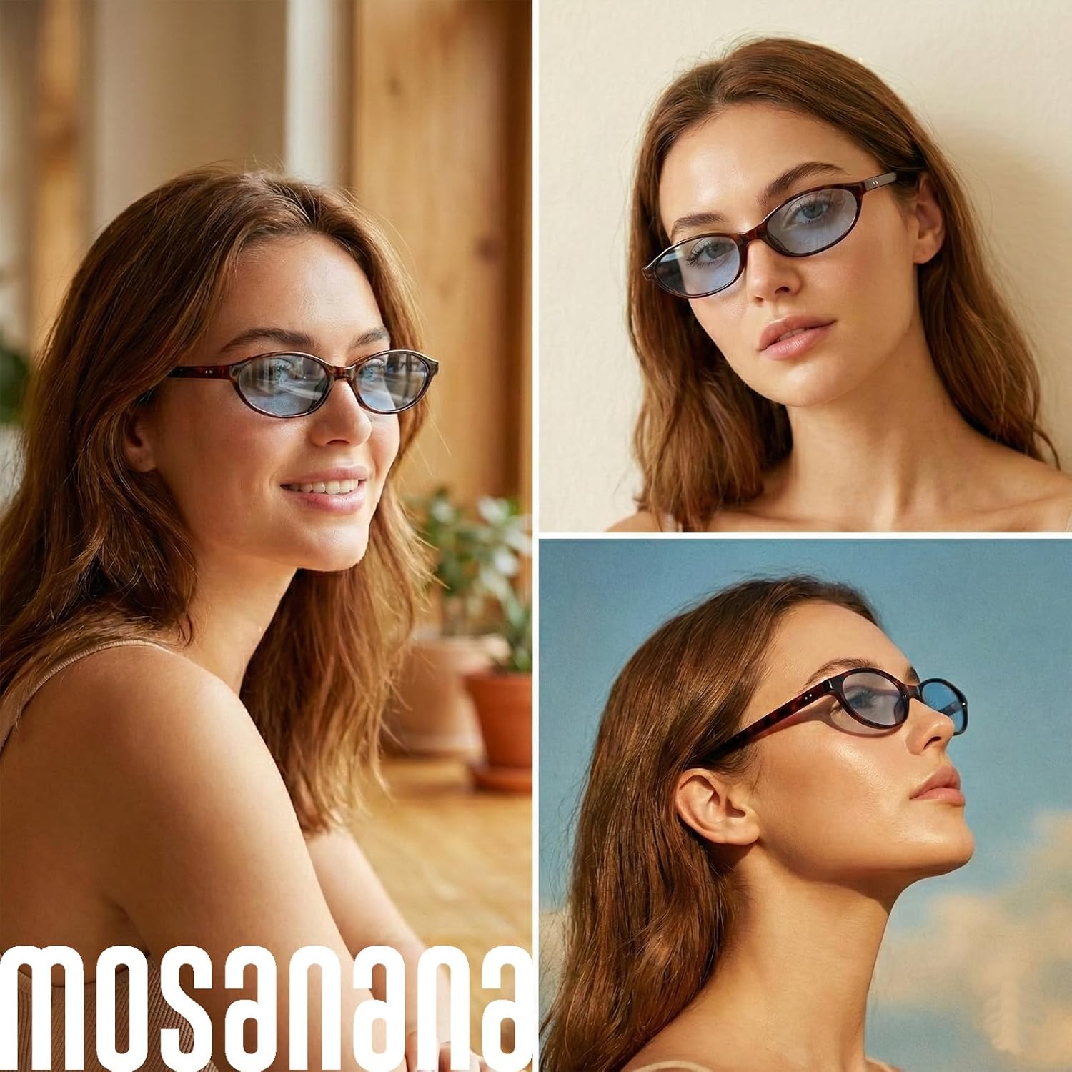 mosanana Small Oval Sunglasses for Women 90s Vintage MS52587 image 3