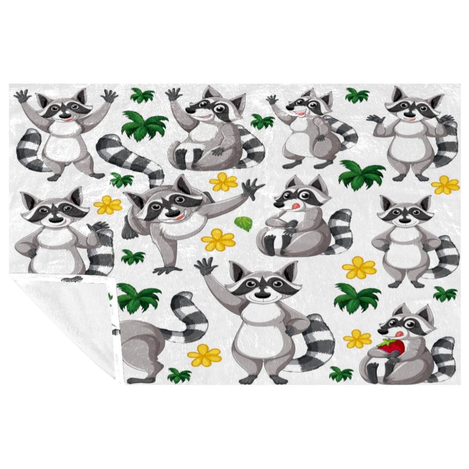 Couverture raton laveur douce plaid chaud lit canapé camping pique-nique 150x100cm