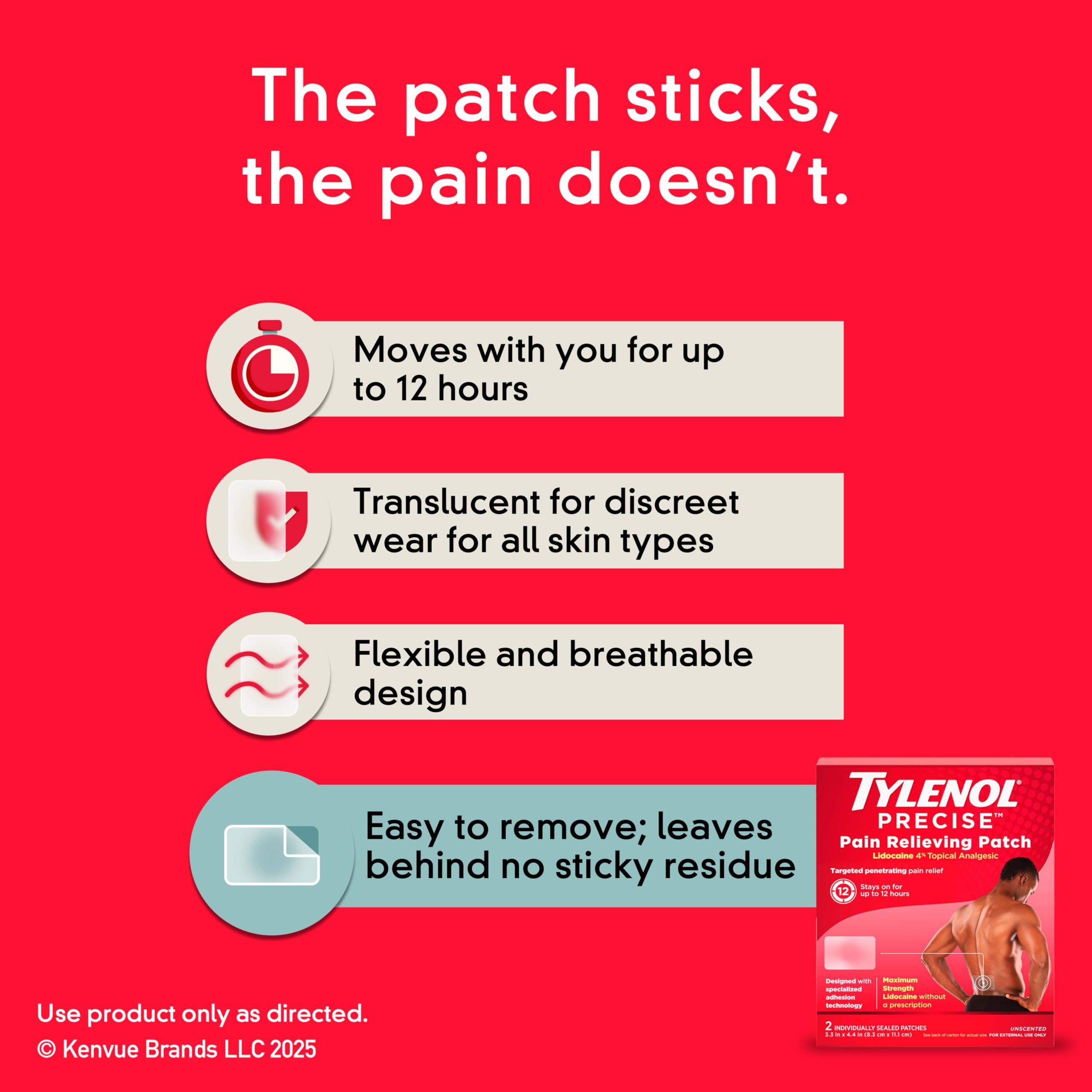 Tylenol Precise Pain Relieving 4% Lidocaine Patches, 4 ct — Amazon image 5