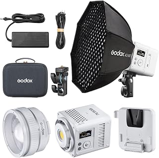 Godox ML150Bi LED Video Light Bi-Color, 61054Lux@1m, 2800K-6500K,CRI96 TLCI96+,APP/NFC/DMX,Godox Mount,with Zoom Reflector & V-Mount Adapter for photography,with AD-S60S Softbox (Battery Not Included)