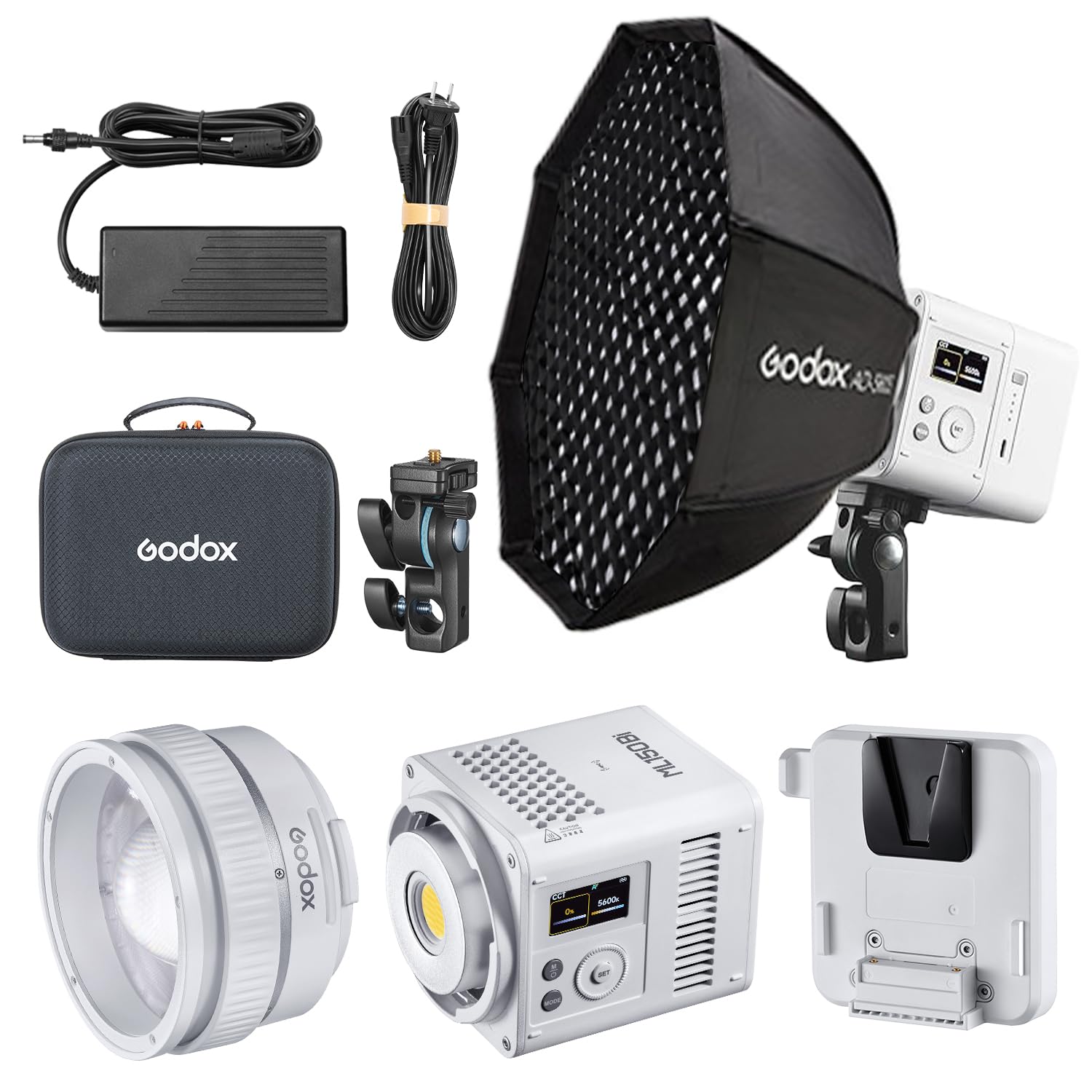 Godox ML150Bi Luce LED Bi-Color 2800-6500K – 61.054 Lux, Zoom, CRI 96, Alimentazione V-Mount/DC, App E Controllo Wireless - 5