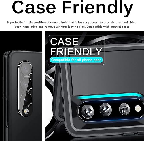 Miniatura 7 de Miimall Paquete de 3 protectores de lente de cámara compatibles con Samsung Galaxy Z Fold 4, vidrio templado de dureza 9H, antiarañazos, película