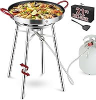 Vista 7 de ARC Paella antiadherente - Juego de quemador y soporte de acero inoxidable, juego de paella con cabezal de quemador de propano, bolsa de transporte