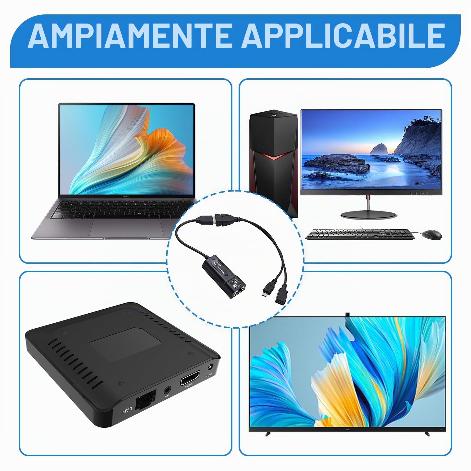 Adattatore Ethernet LAN ad alta velocità per Fire TV Stick Lite/4K/4K Max con adattatore USB OTG per una connessione Internet cablata stabile, adattatore di rete Ethernet fino a 100 Mbps (nero)