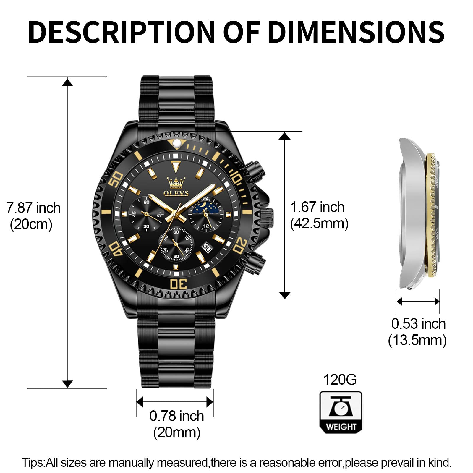 OLEVS Mens Watches Big Face Stainless Steel Waterproof Date Analog Quartz Watches Fashion BusinessWrist Watches for Men…