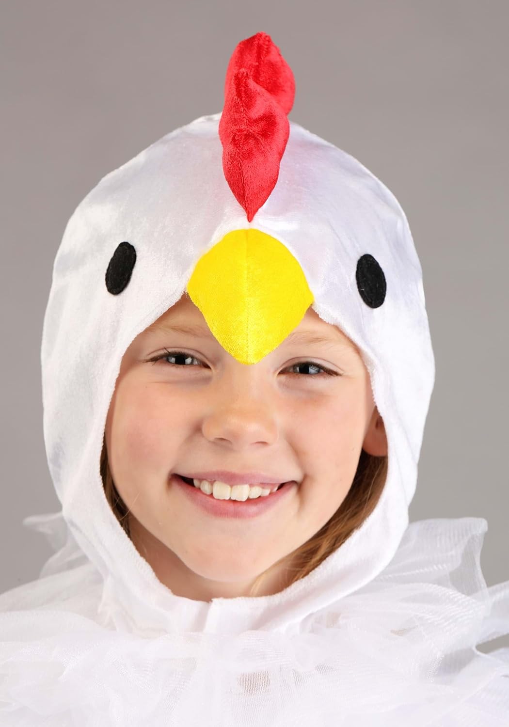 Fun Costumes Kids White Chicken Costume with Dress & Hood - Soft Fabric, Long Sleeves, Velour Hood with Detailed Beak & Eyes - Image 4
