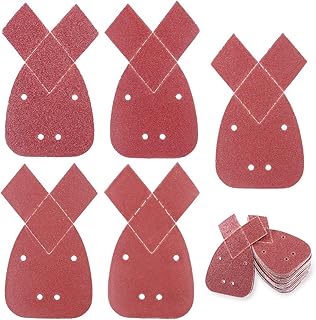 Glarks 60-Pieces Triangle Mouse Detail Sander Sandpaper Sanding Paper with 2 Extra Tips Hook and Loop Assorted 40/60/ 80/120/ 240 Grits for Black and Decker Detail Palm Sander