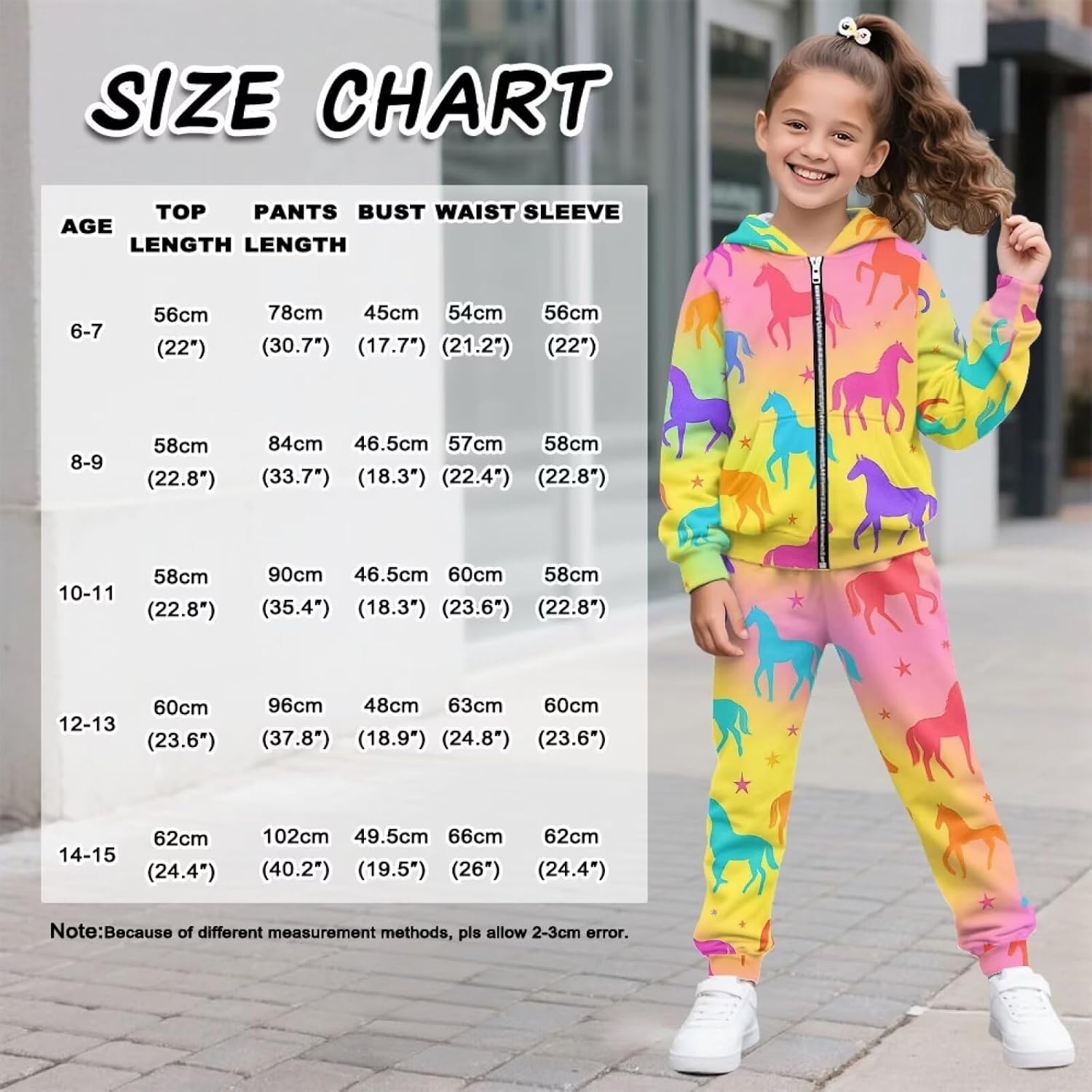 Girls 2 Piece Outfits Jogger Sets with Pockets Zip Up Hoodie Sweatshirts and Sweatpants