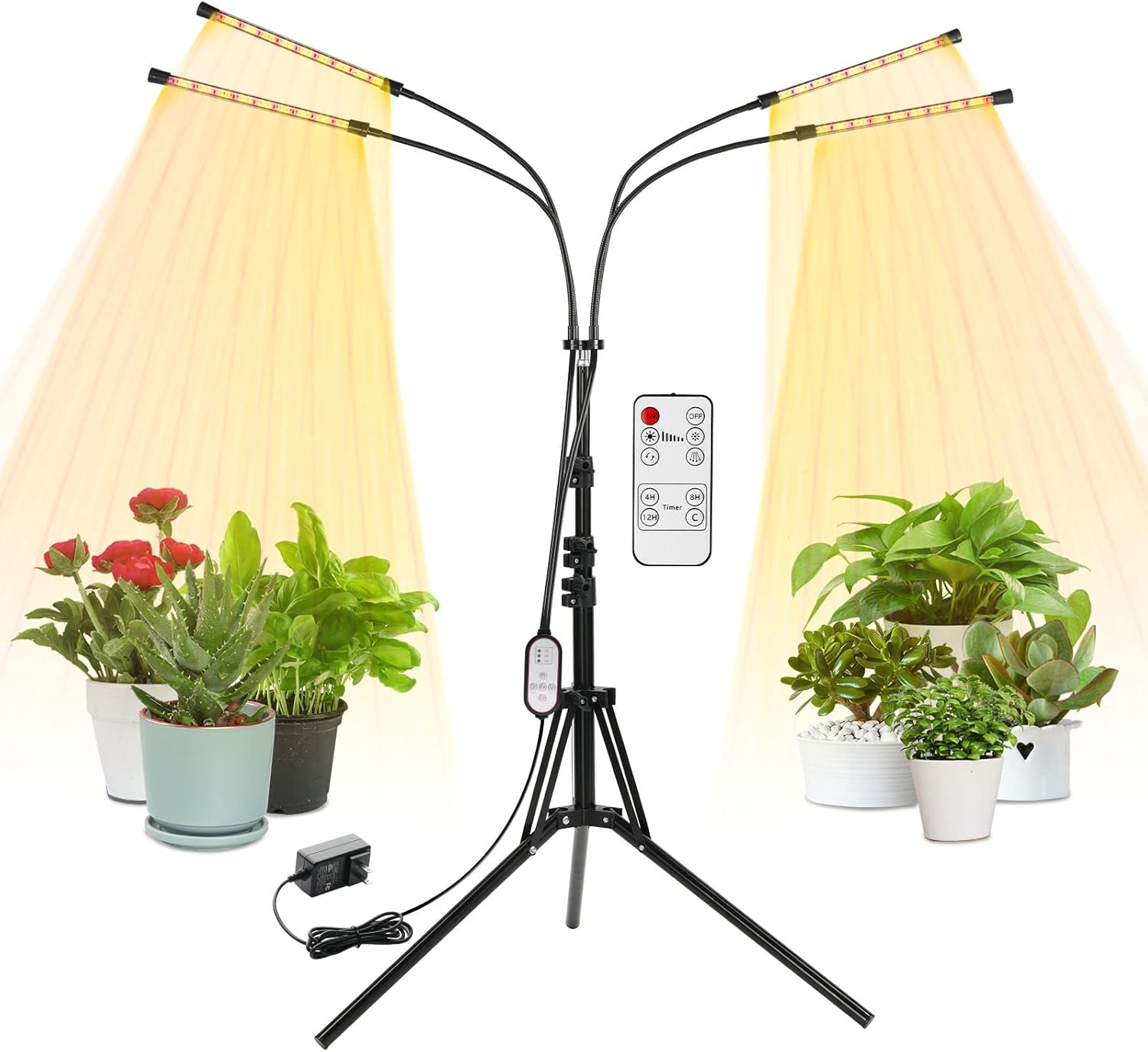 iPower Grow Indoor Plants, 4 Heads Red Yellow Spectrum, 3