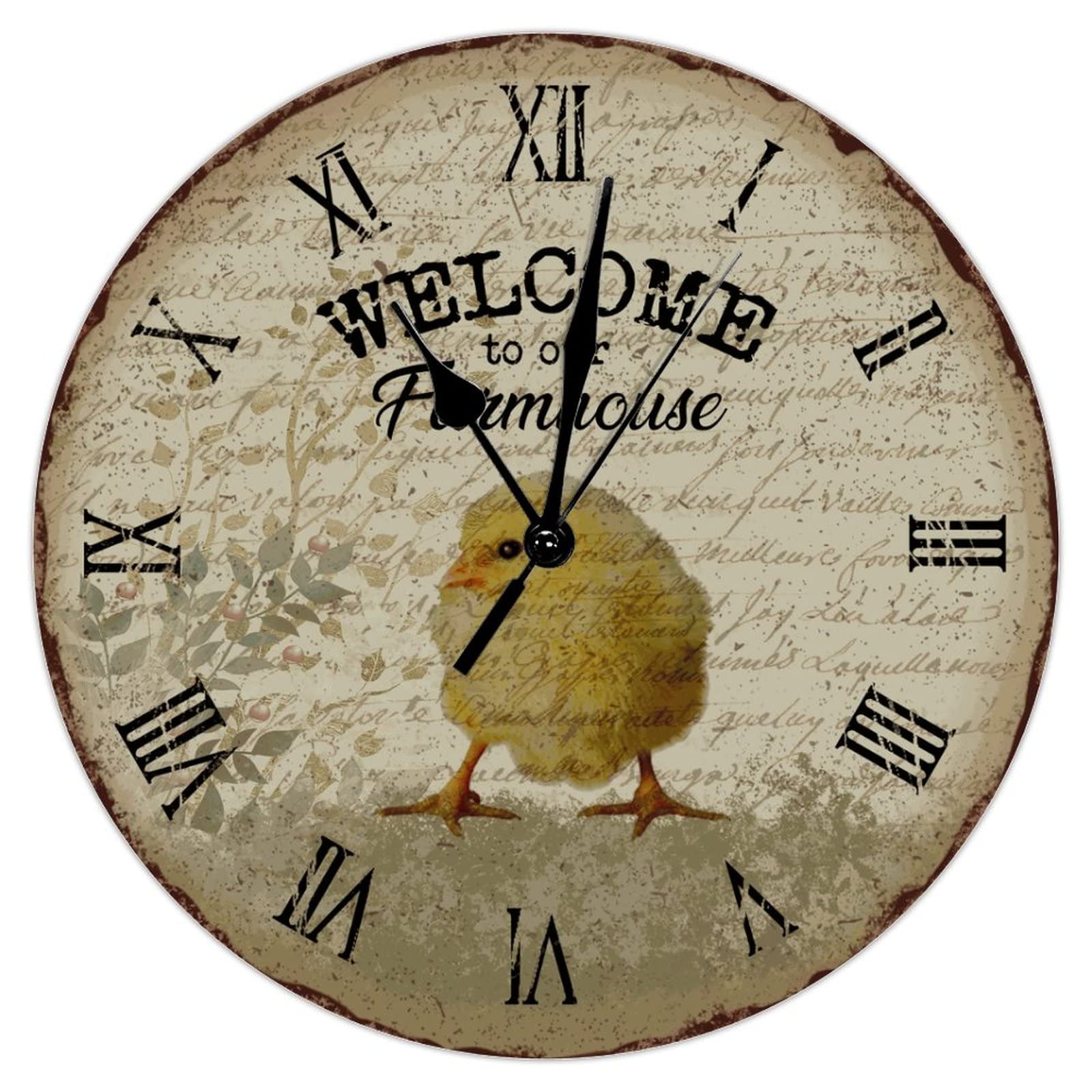 Horloge murale vintage silencieuse grand format pour décoration murale rétro