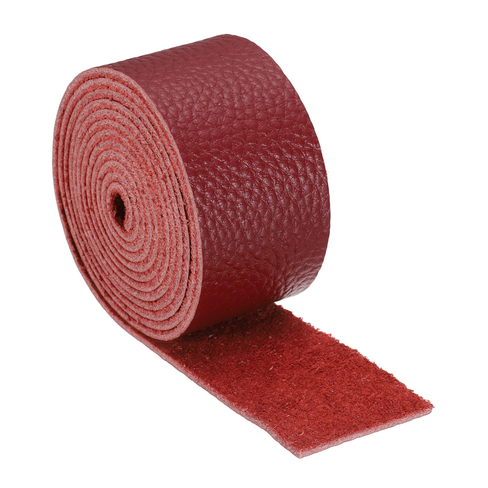 sourcing map Leather Craft Strip, 20mm x 130cm Cowhide Leather Strap for DIY Craft Tooling Carving Dyeing, 1.5mm Thick, Dark Red
