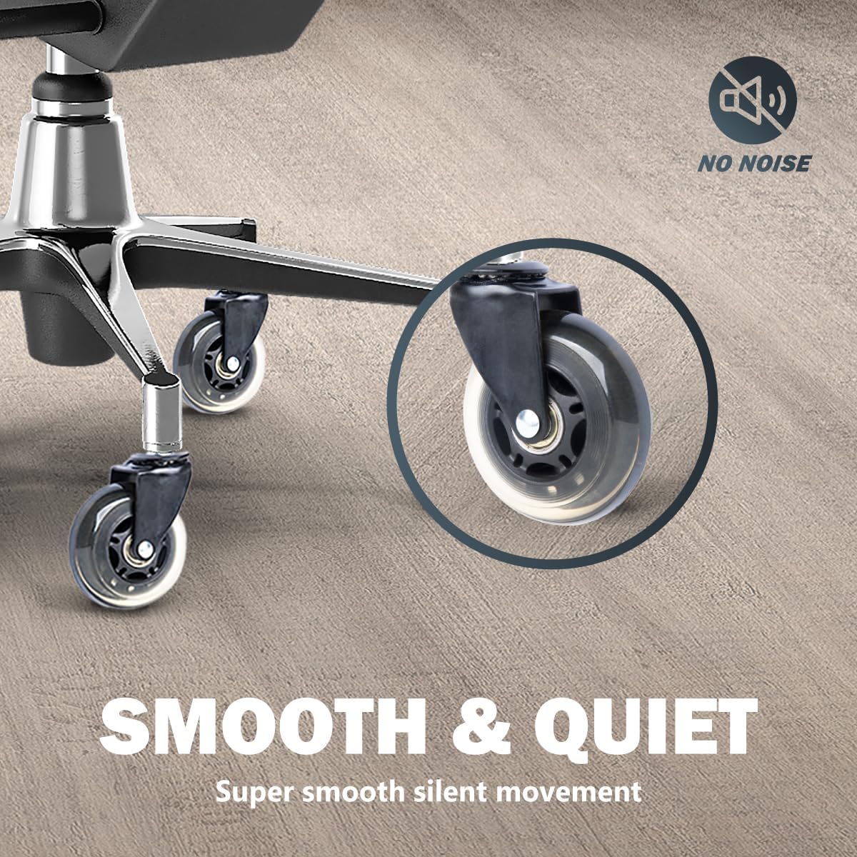 POWERTEC Rollerblade Wheels for Office Chairs, Replacement Wheels for Office Desk Gaming Chair, Smooth & Safe for Hardwood Floor & Carpet, 3 inch Universial Fit Stem Caster Set of 5 (17101)