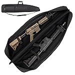 HUNTSEN Soft Double Shotgun Rifle Case 38 42 44 46 52 Long Gun Bag w/Padded Handle - Adjustable Sling Dual Lockable Zippers, Multiple Magazine Holder Pouches Outdoor Tactical Accessory Bags