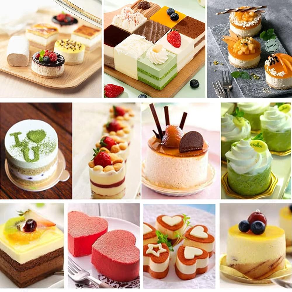 6 Pezzi Anelli da Dessert Quadrati, 8cm Anello per Torte, Acciaio Inossidabile Anello per Torte, Coppapasta con Coperchio, per DIY Torte Mousse Dessert Biscotti(Quadrati)