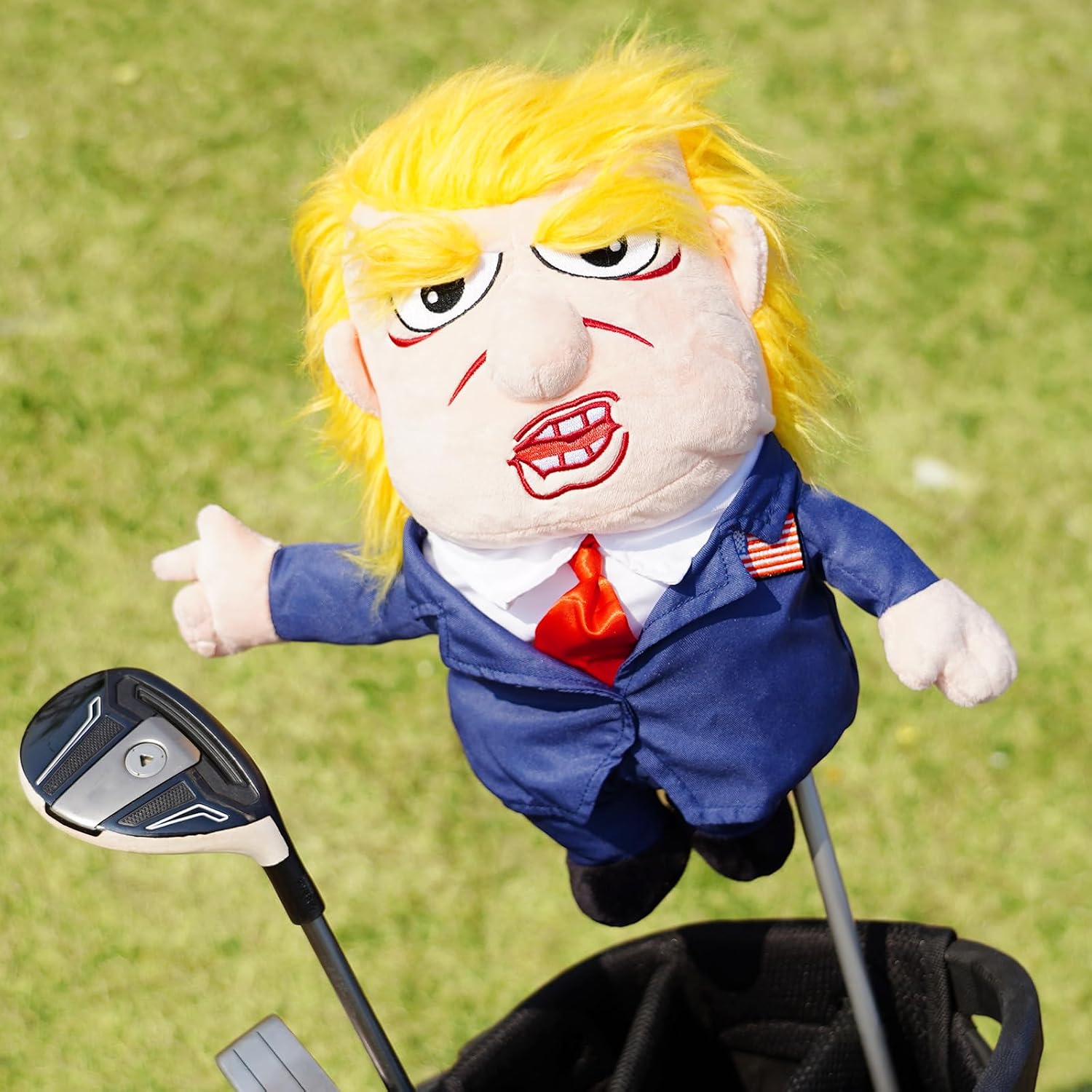 Funny Driver Headcover - Trump Golf Head Cover for Men Women Golfer - Patriotic Trump Golf Club Covers for Drivers Fits up to 460CC - Unique Donald Trump Plush Golfing Gifts USA Style
