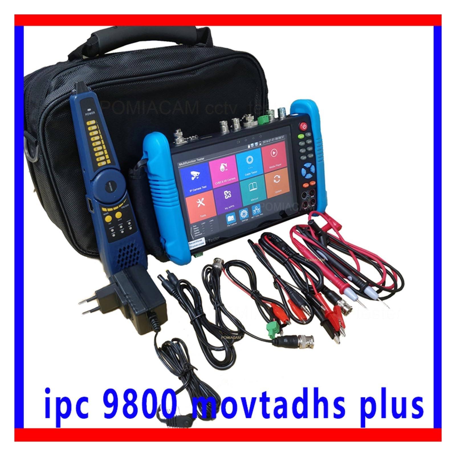 Tester CCTV, 9800 Movtadhs Plus Tester Monitora Poe Tester Kabli Sieciowych Monitor Testowy Cctv Rj45 Tester Cftv Kamera Monitorująca Tester IP,Lekki(IPC-9800PLUS)