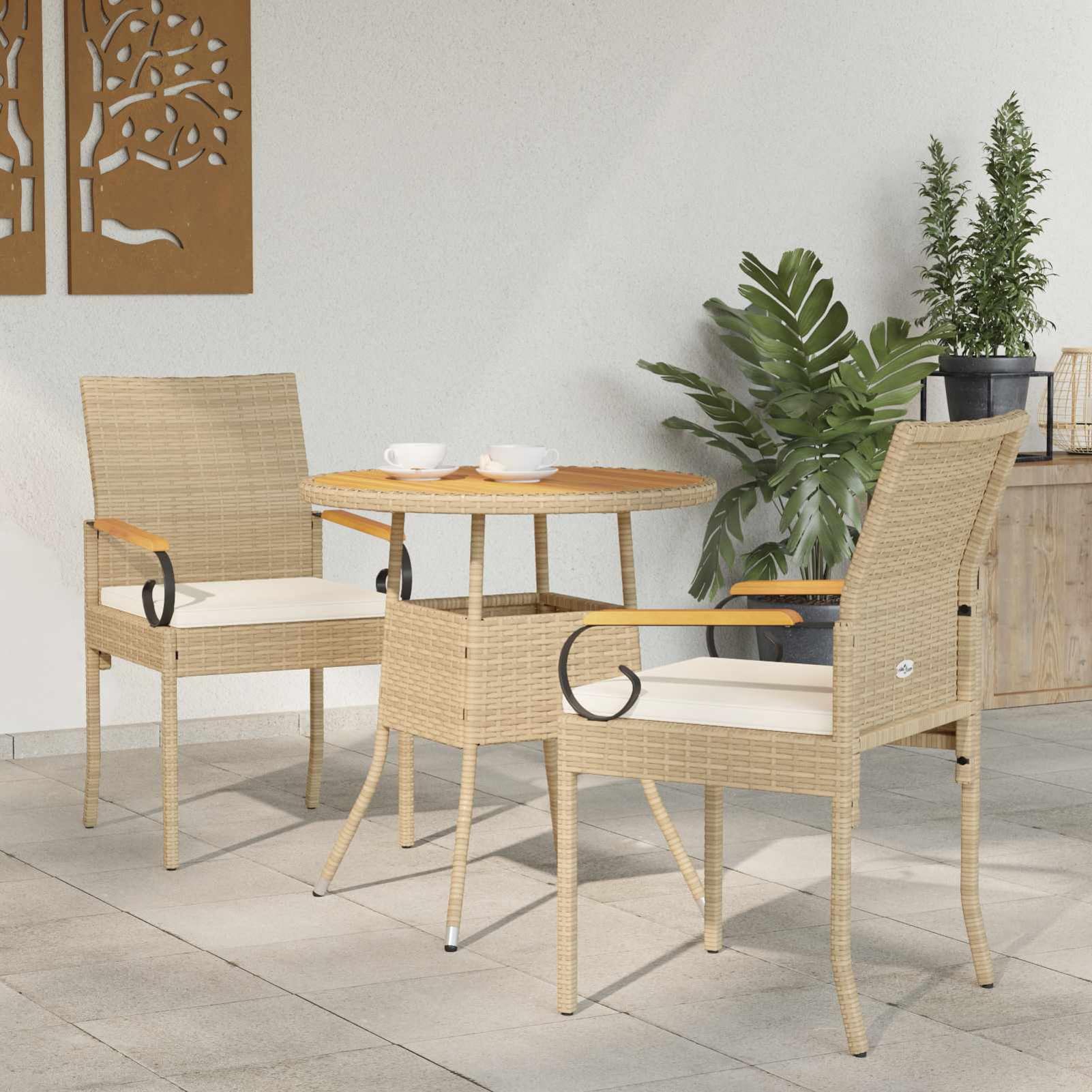 Chaise de jardin en poly rattan beige anti-UV finie la décoloration