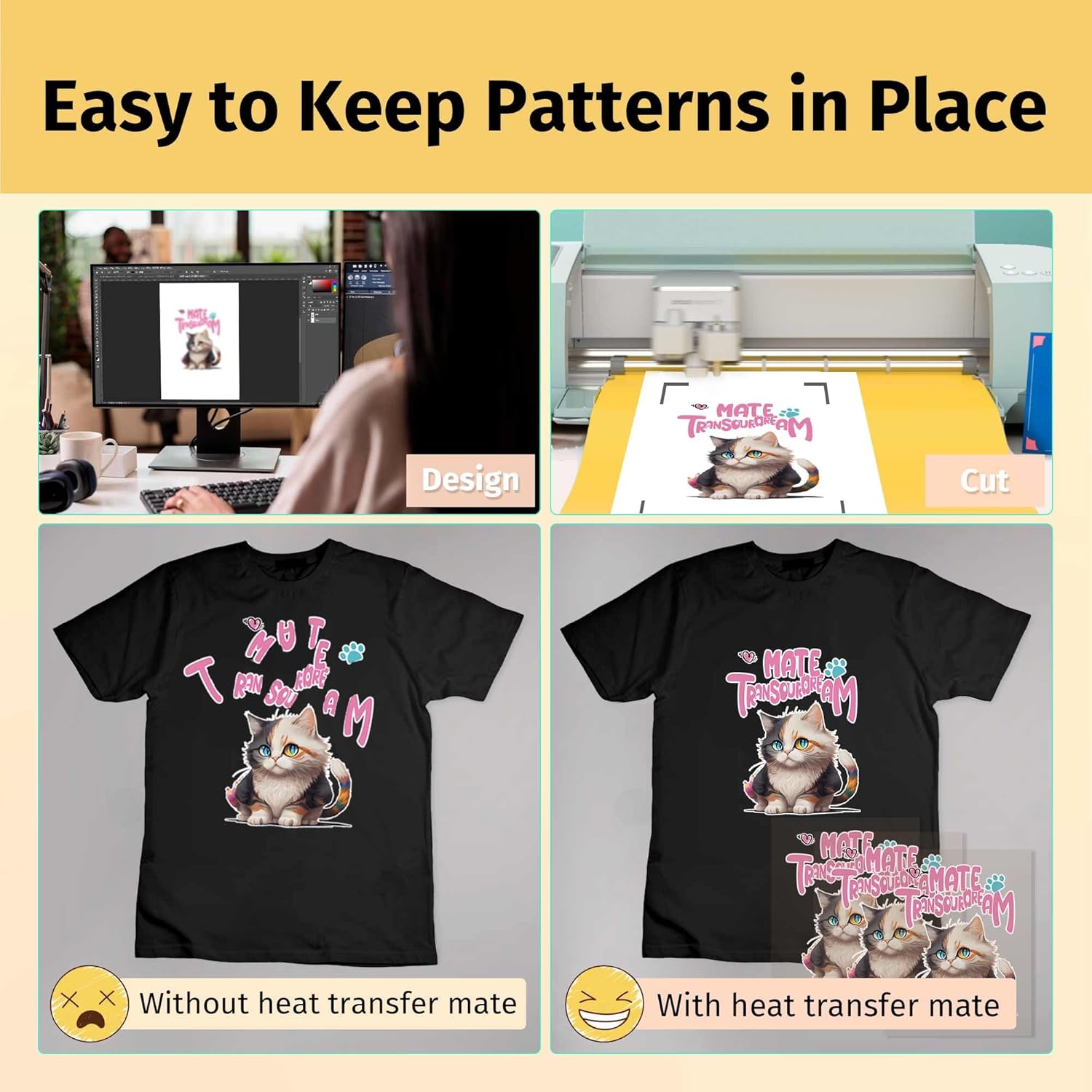 TransOurDream Tru-Heat Transfer Mate for Dark and Light Transfer Paper (8.5x11 inch,10 + 10 Sheets) Clear Iron on Transfer Paper Tape for Printable HTV Vinyl