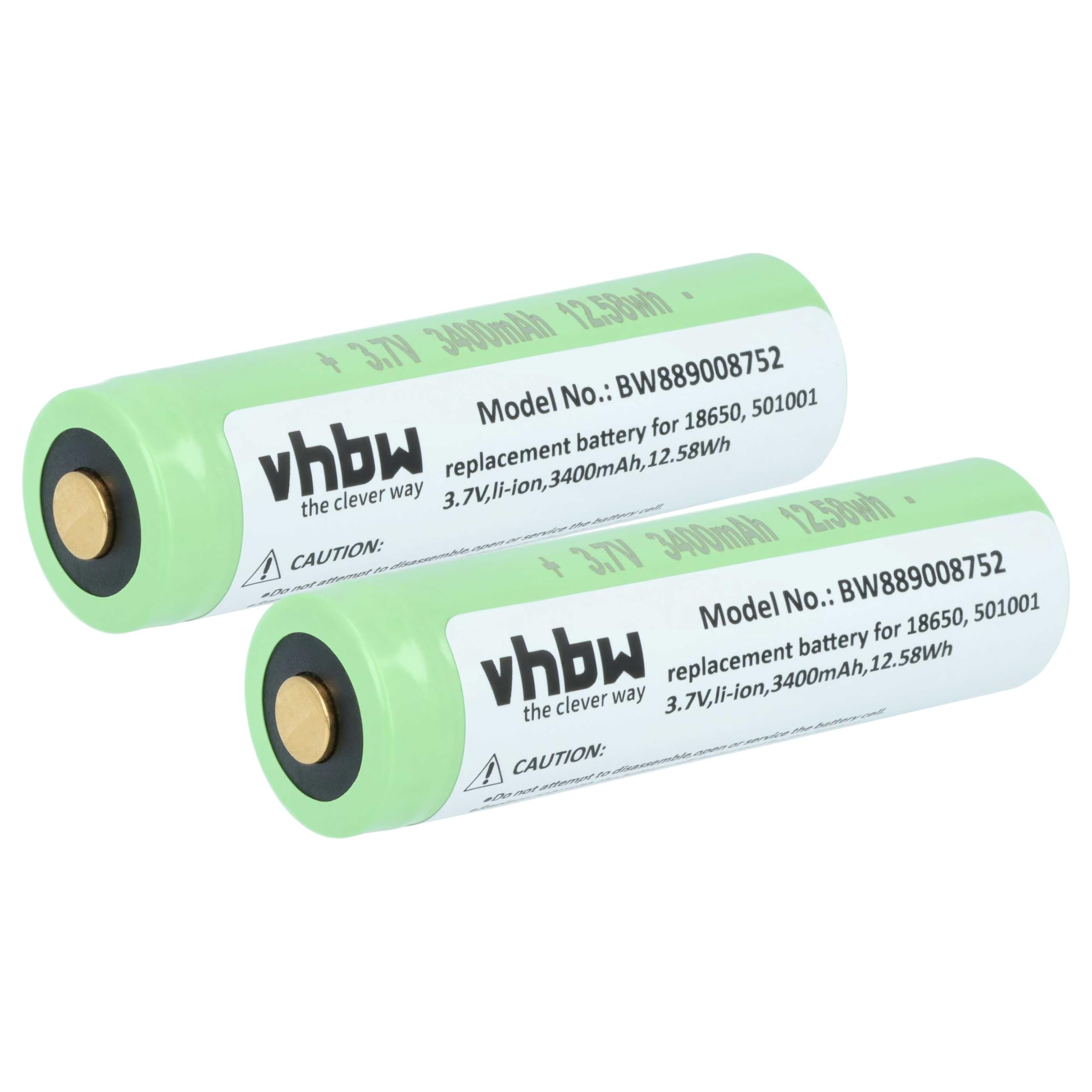 vhbw 2x batteria compatibile con Ledlenser ML4, ML6 Connect Warm Light