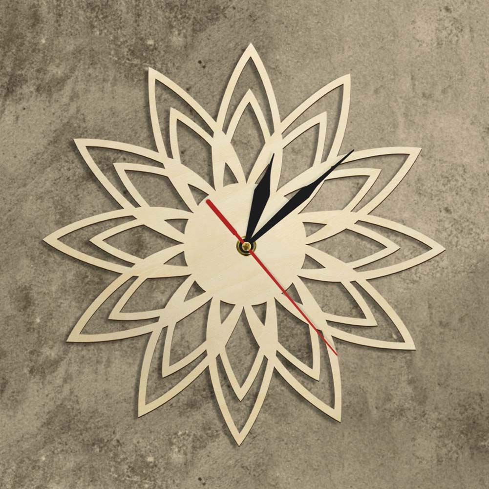 LittleNUM Mid-Century Contemporary Wood Wall Clock Sunburst Home Decoration Creative mute wall clock art wooden decorative wall clock
