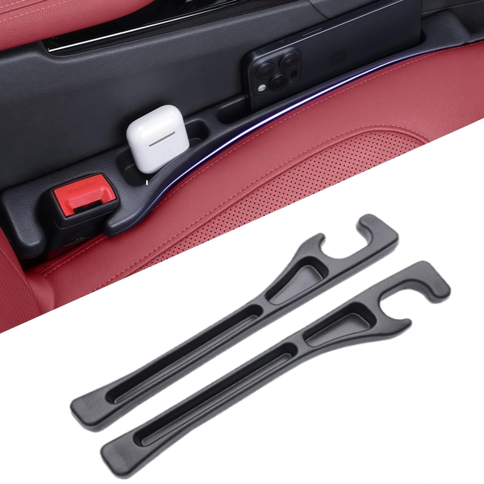 Zhoudongqindashun Black 2 Pcs Car Seat Gap Filler For Ford Puma Mk2 2019-2026, Auto Front Seat Gap Organizer With Storage Pocket Vehicle Interior Side Drop Catcher,