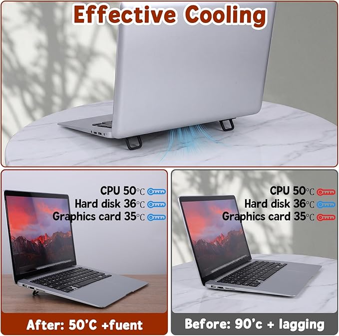 Soporte Invisible para Laptop 4 Piezas Auto Adhesivo Antideslizante Negro miniatura 2