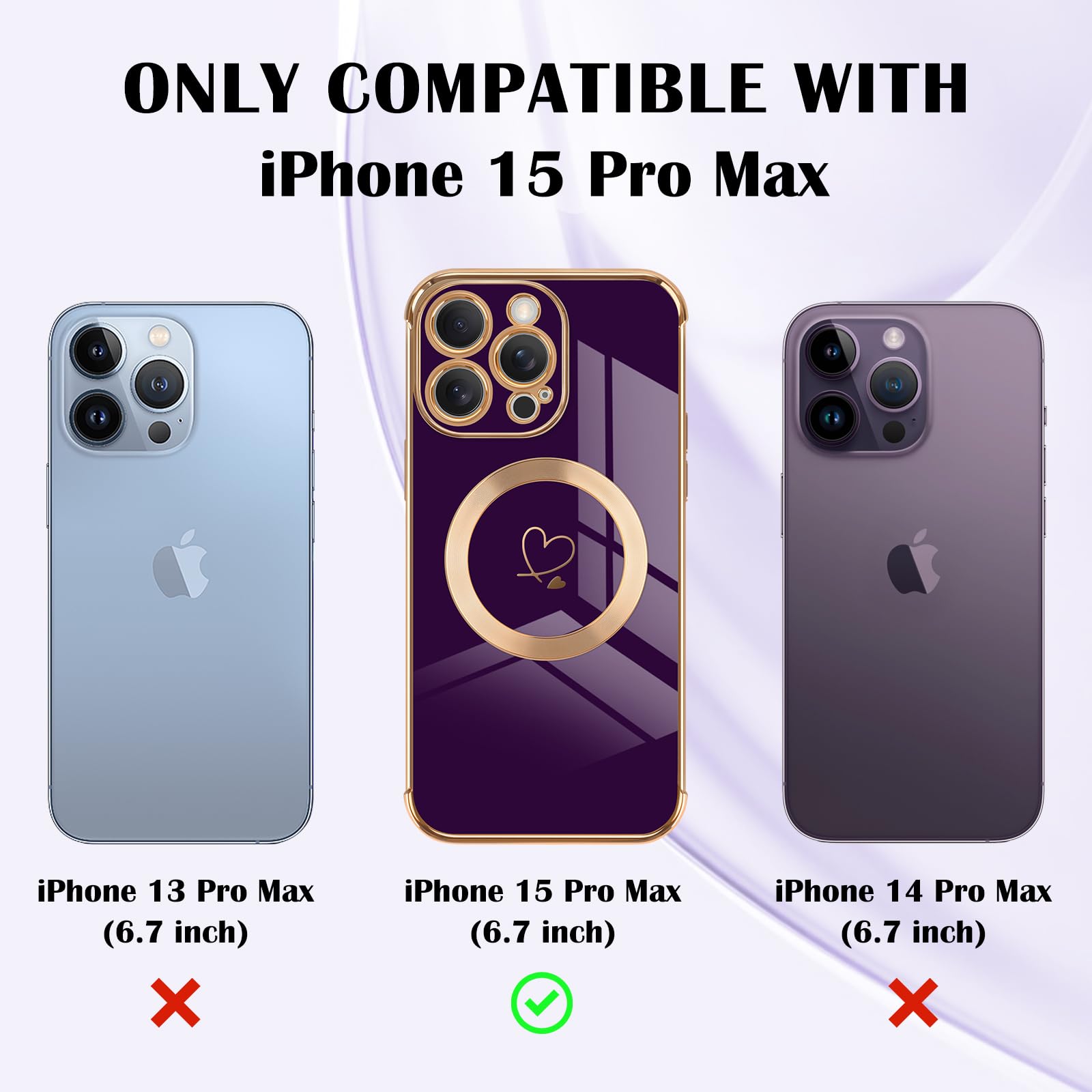 TUUTPU Cover Magnetica Per IPhone 15 Pro, Custodia Comaptibile Con Magsafe Trasparente Antiurto Protezione Copertura Della Fotocamera Non Ingiallente Sottile Silicone Telefono Clear Case, Nero - Foto 7