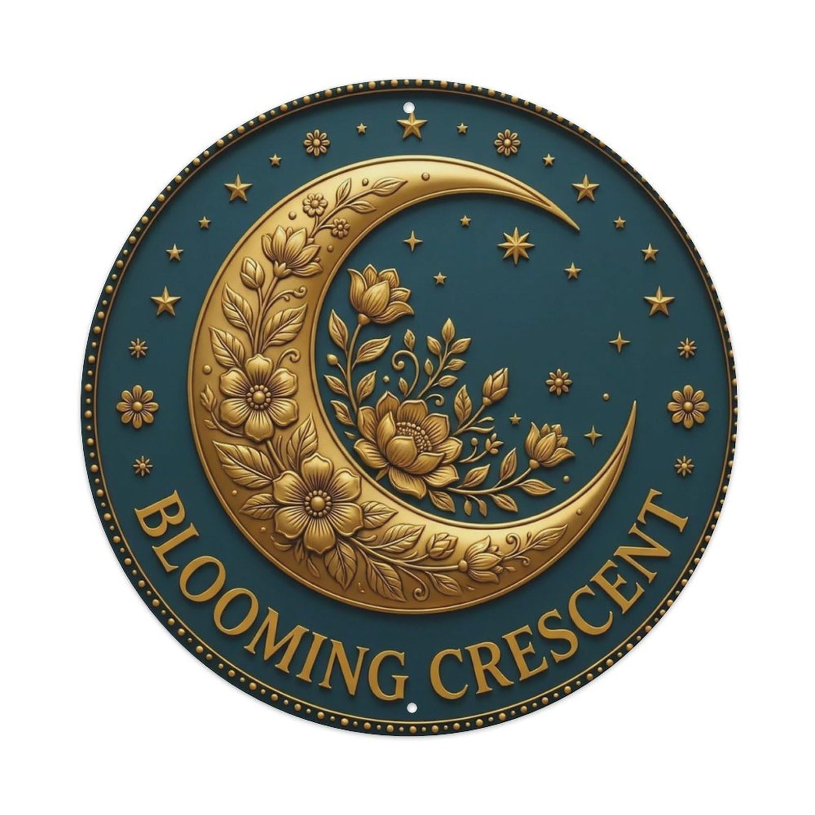 Vintage Blooming Crescent Flower Zen Yoga Metal Tin Sign
