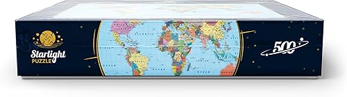 Miniatura 7 de Color World Map - Rompecabezas prémium de 500 piezas para adultos - Borders, Countries, Roads and Cities