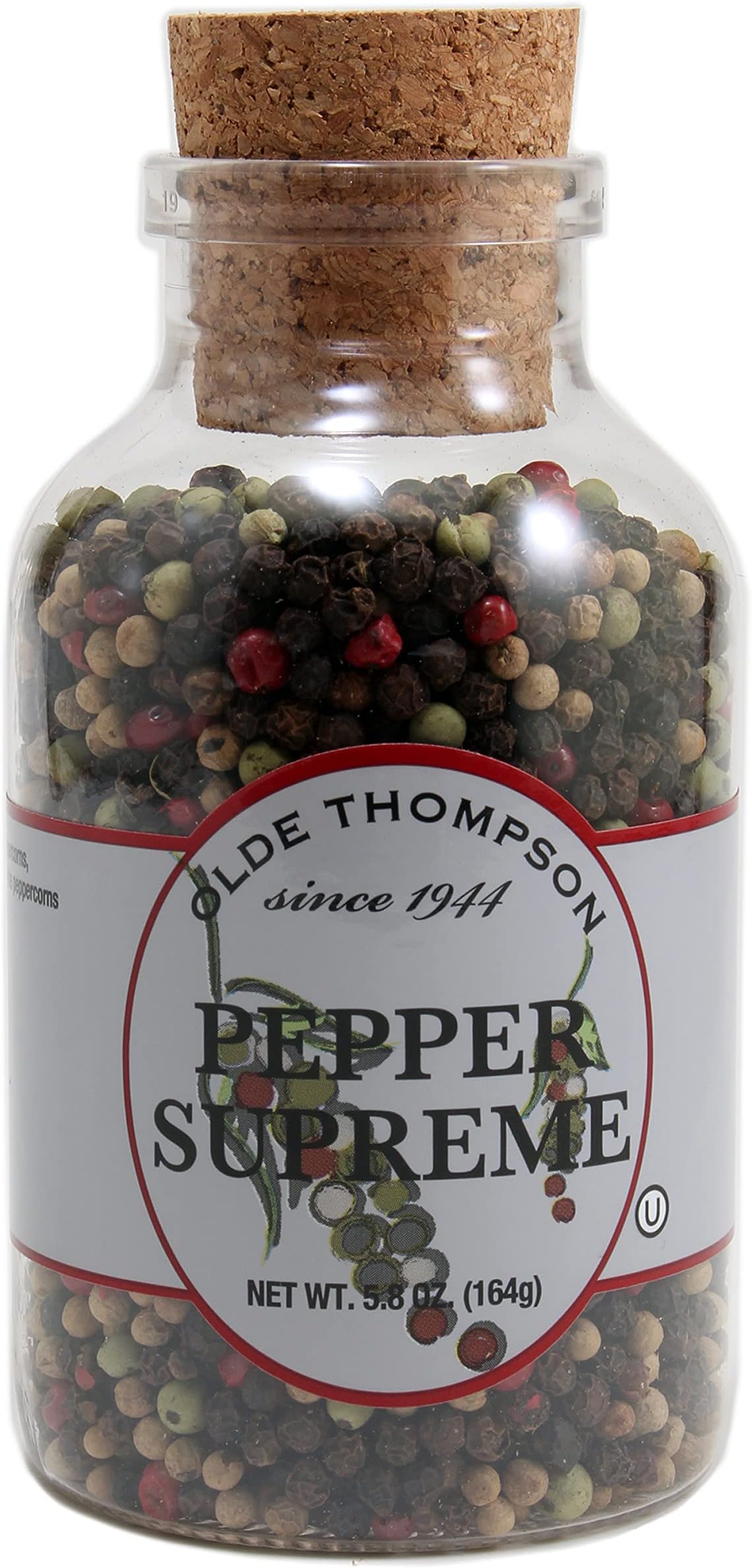 Olde Thompson Pepper Supreme, Whole Pepper Blend with White, Black, Pink, and Green Peppercorns, Refill for Pepper Grinders, 5.8 Ounce