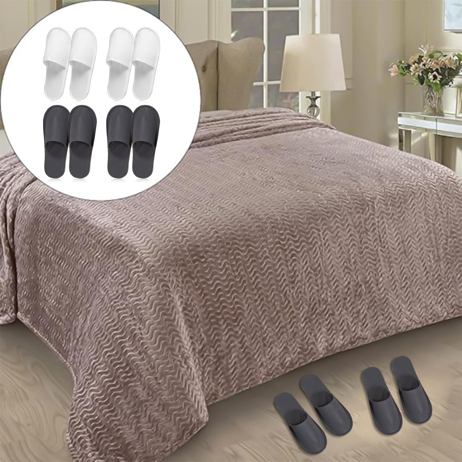 MagiSel 4paia Pantofole Usa e Getta Antiscivolo, Pantofole Chiuse in Spugna Premium, Ciabatte Monouso per Hotel, Spa, Casa, Viaggi, Unisex, Lavabili, Misura Universale