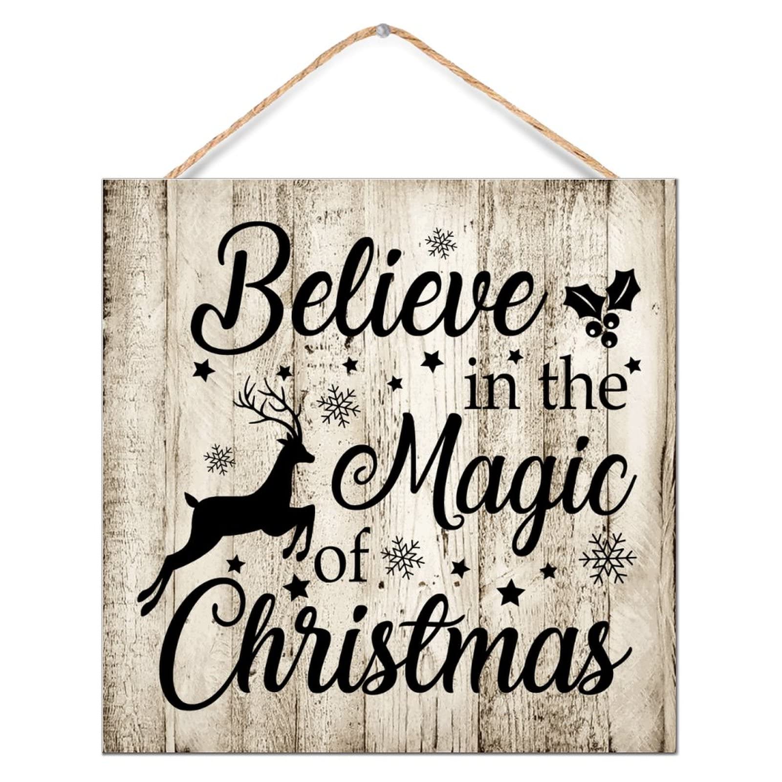 Panneau en bois de Noël pour table et cheminée magique