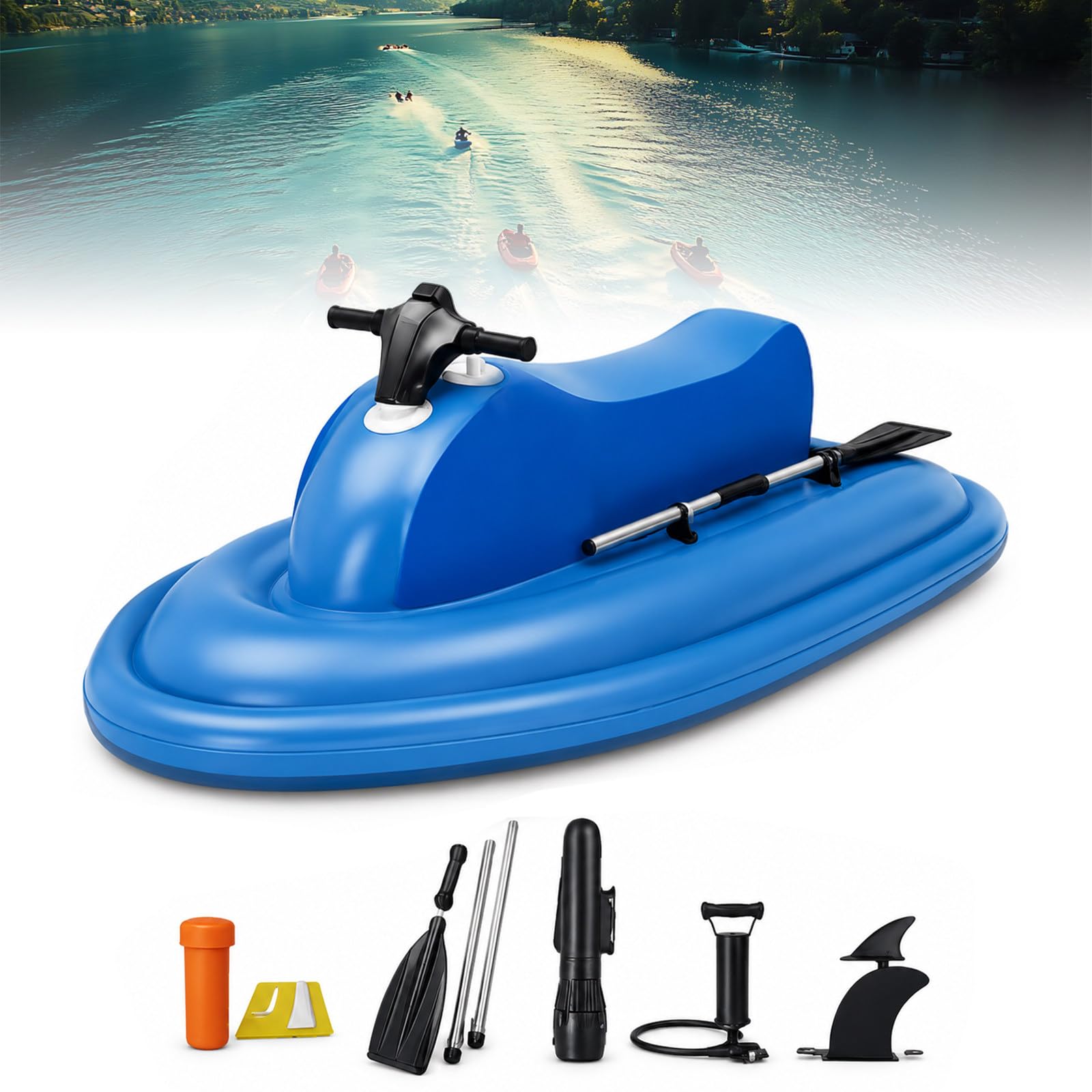 Jet Boat for Adults, Inflatable Electric Mini Jet Ski Boat 10AhThrusters