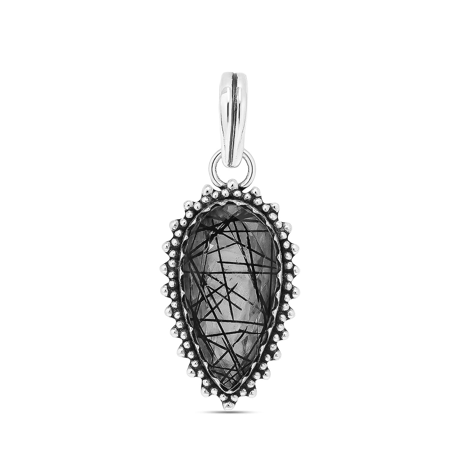 Rutilated Quartz Pendant, 925 Sterlling Silver, Natural Quartz Gemstone, Statement Pendant, Handmade Boho Jewelry, Unique Necklace For Women's, Gift for Her