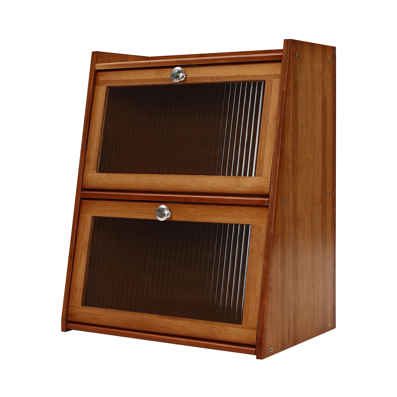 1/2 Tiers Storage Cupboard Bamboo Cabinet with Door Dark Brown Kitchen Cabinets 15 KG Load-bearing Suitable for Use as Bedside Cabinets Storage Cabinets Miscellaneous Food Cabinets etc (2 Tiers)