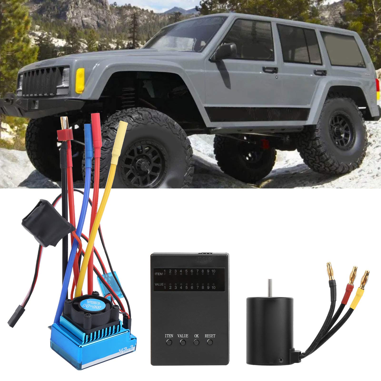 Tbest Scheda di Programma ESC per Motore RC, Scheda di Programma per Regolatore di velocità Elettrico Senza Spazzole 3650 2300KV Combo per Auto RC 1:10