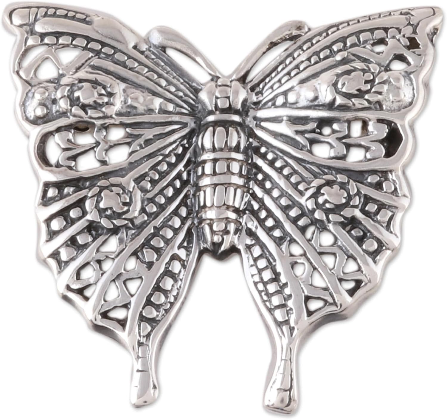 NOVICA No Stone .925 Sterling Silver Brooch 'Inspiring Butterfly'