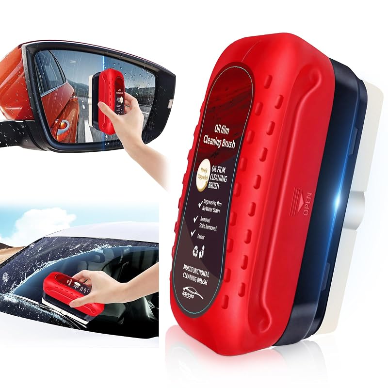 Escova para Limpeza de Película de Óleo em Vidros Automotivos Eiruseed com Borrifador de Espuma Reutilizável Vermelho 120 mL