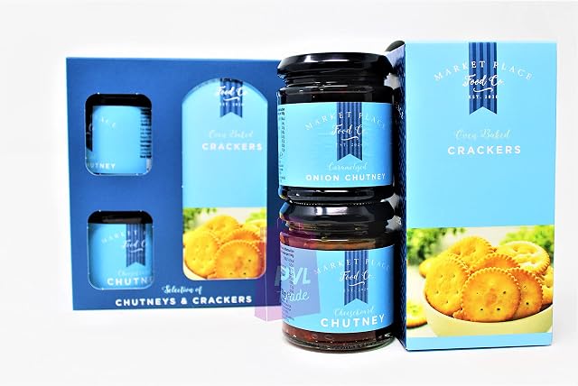 Traditional Savoury Gift Set - Cheeseboard Chutney, Caramelised Onion Chutney and Cracker Rounds - Cheese Pairing and Afternoon Tea Accompaniment