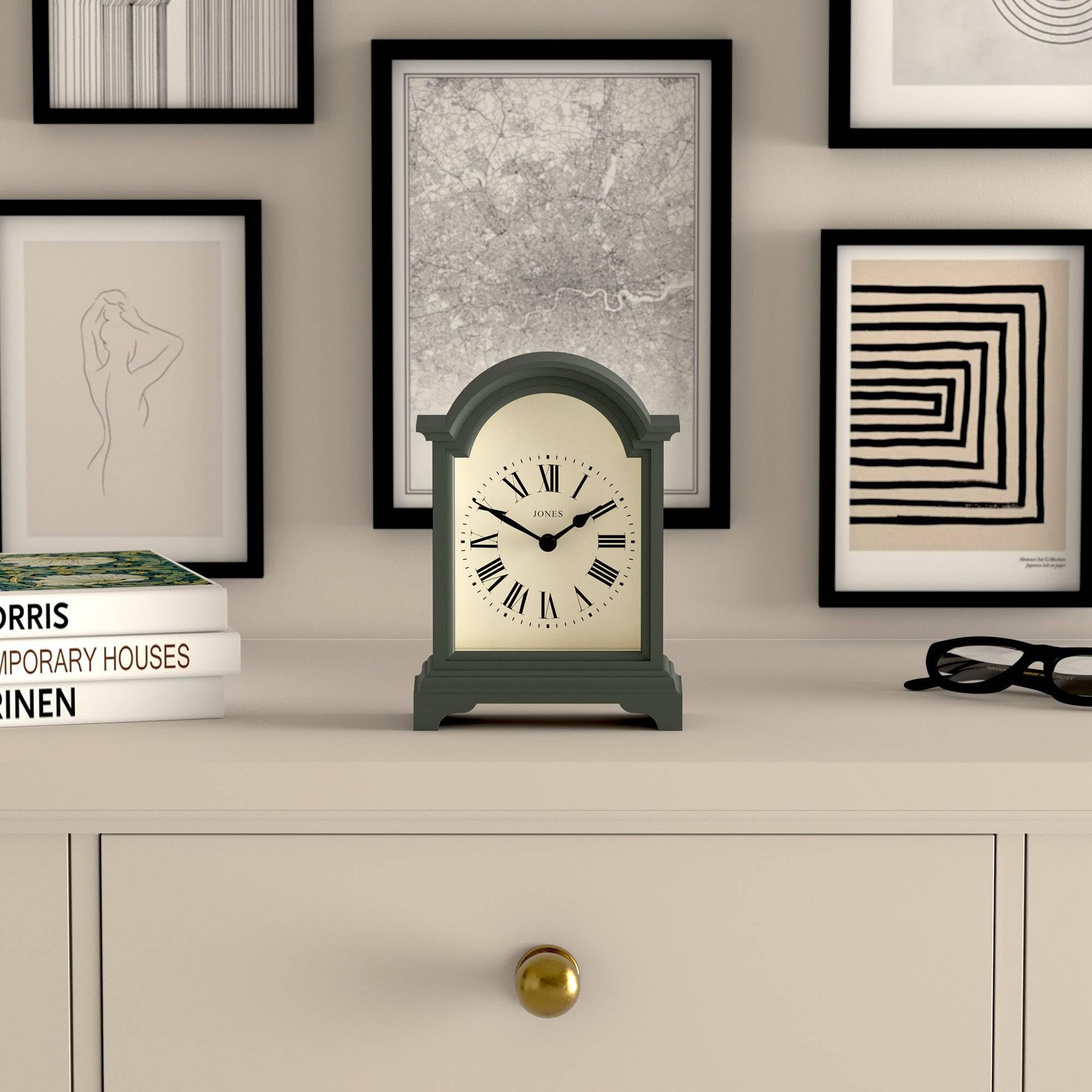 Jones Clocks® Bistro mantel clock, Asparagus Green, 18 x 13 x 6 cm - Image 3