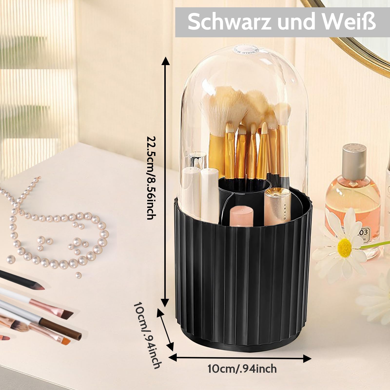 PerGar Kosmetikbox Drehbar – Großer Make-up-Organizer, Transparent, Staubdicht