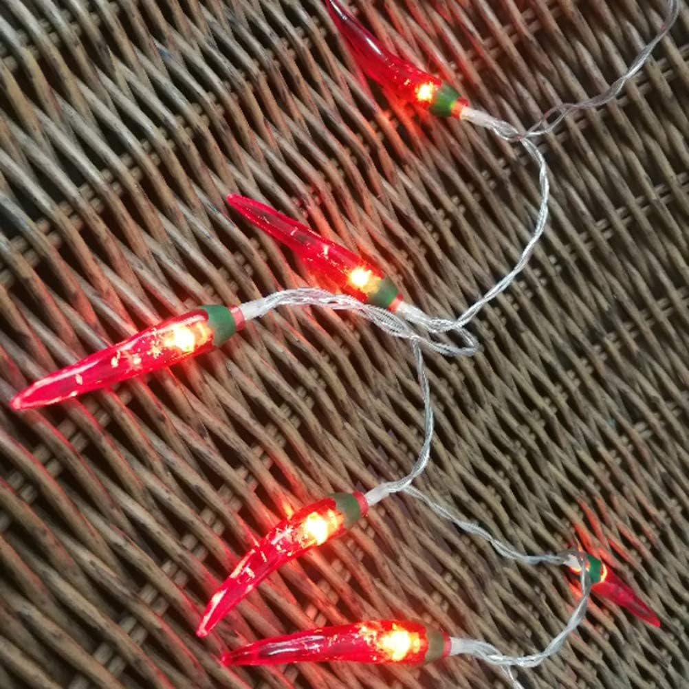 OSALADI 3m 20 LEDs Chili String Light LED Battery Powered Red Chili Pepper Lights Festival Decorations Light Chili Lights for Kitchen Garden Patio Camping (Red)